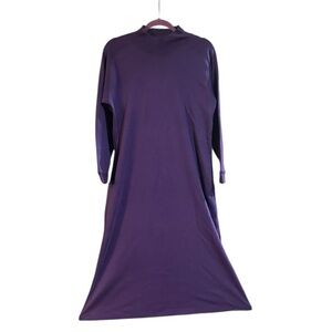 Vtg L.L. Bean Long Sleeve Mock Neck Midi Dress - Womens Medium - Purple 70s 80s